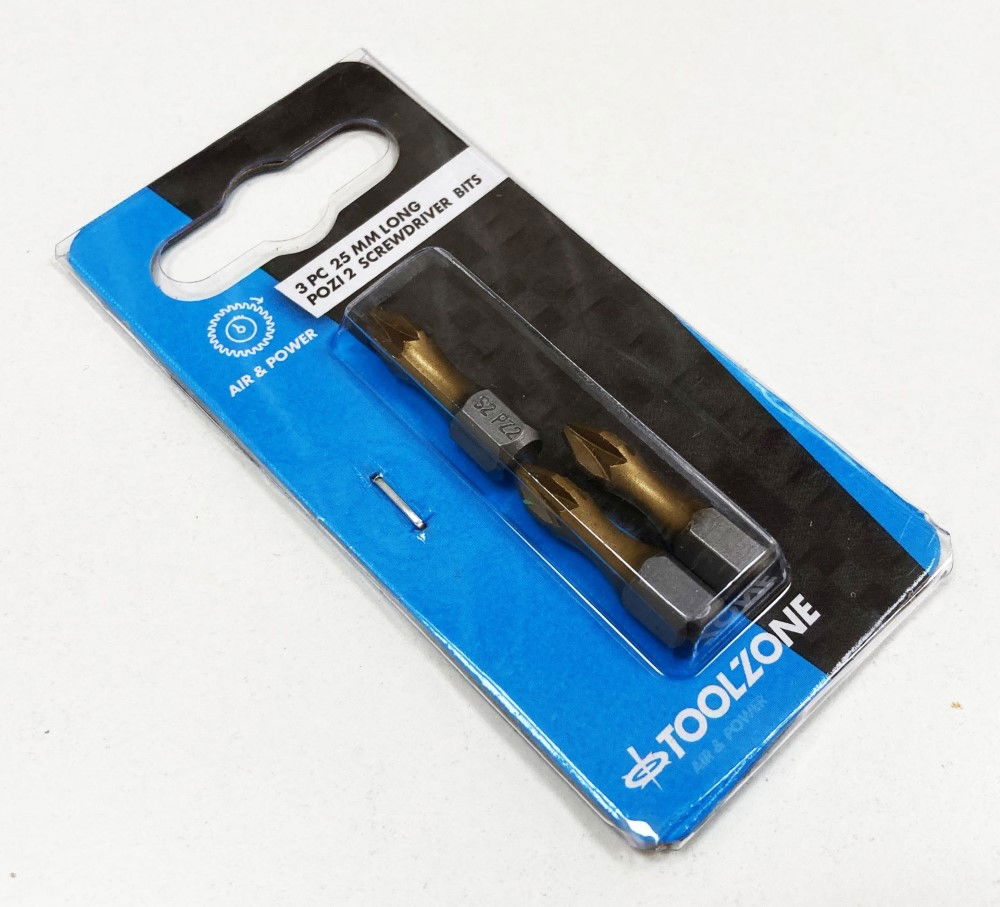 POZI BIT SET 3PC S2 PZ2 25mm 1/4 HEX - TOOLZONE KDPSD100 thumbnail 2