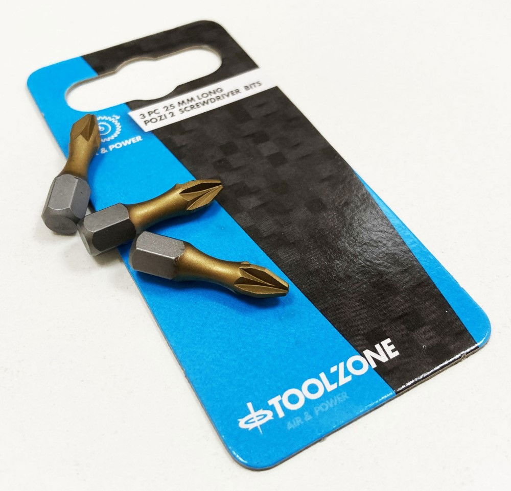 POZI BIT SET 3PC S2 PZ2 25mm 1/4 HEX - TOOLZONE KDPSD100 thumbnail 3