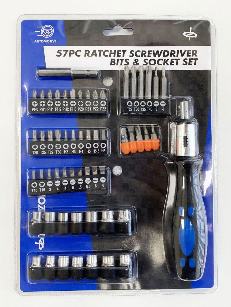 RATCHET SCREWDRIVER AND SOCKET SET 57PC - TOOLZONE KDPSD102 image 1