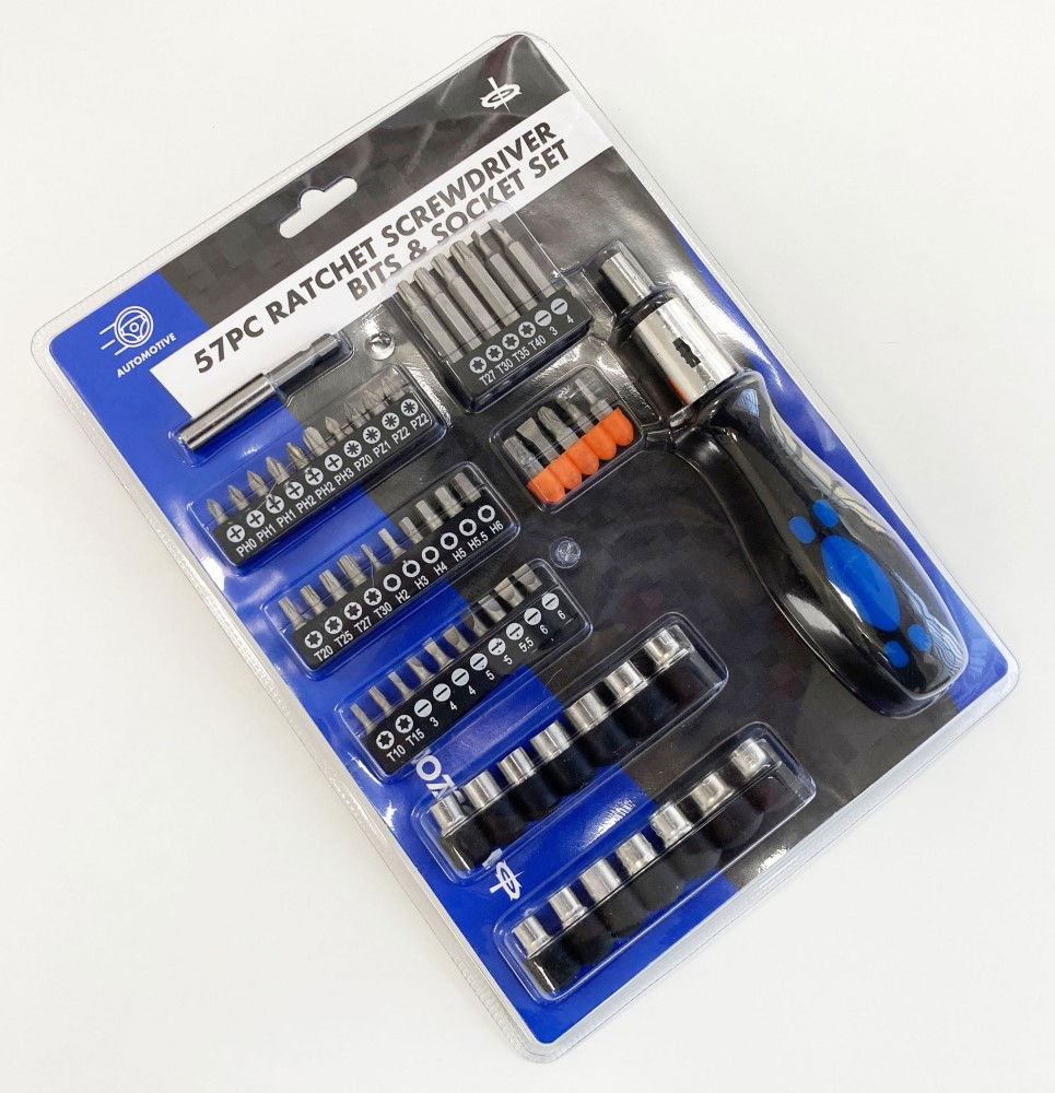 RATCHET SCREWDRIVER AND SOCKET SET 57PC - TOOLZONE KDPSD102 thumbnail 2