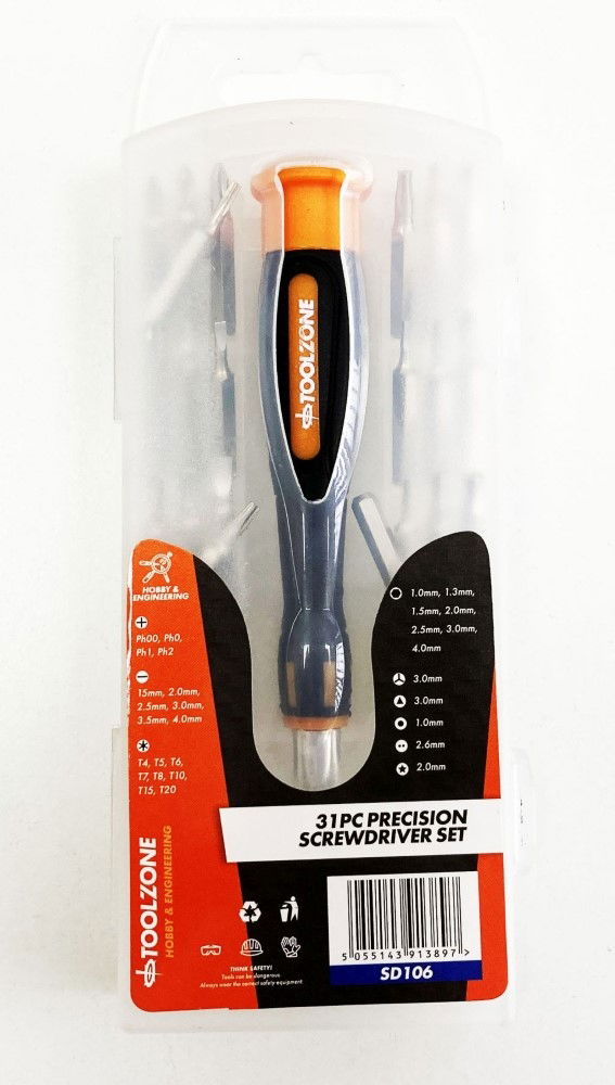PRECISION SCREWDRIVER SET 31PC IN CASE 5/32 SHANK - TOOLZONE KDPSD106 image 1