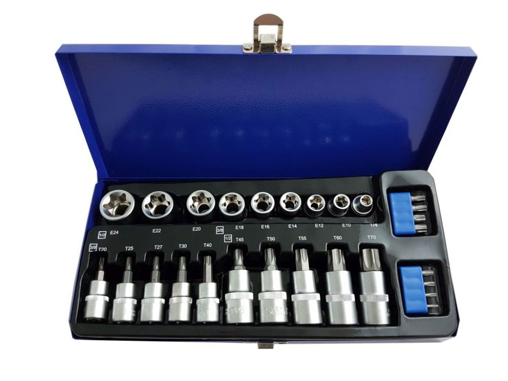STAR BITS AND E SOCKET SET 27PC 3/8 1/2 - TOOLZONE KDPSD128 image 1