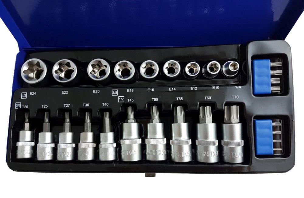 STAR BITS AND E SOCKET SET 27PC 3/8 1/2 - TOOLZONE KDPSD128 thumbnail 4
