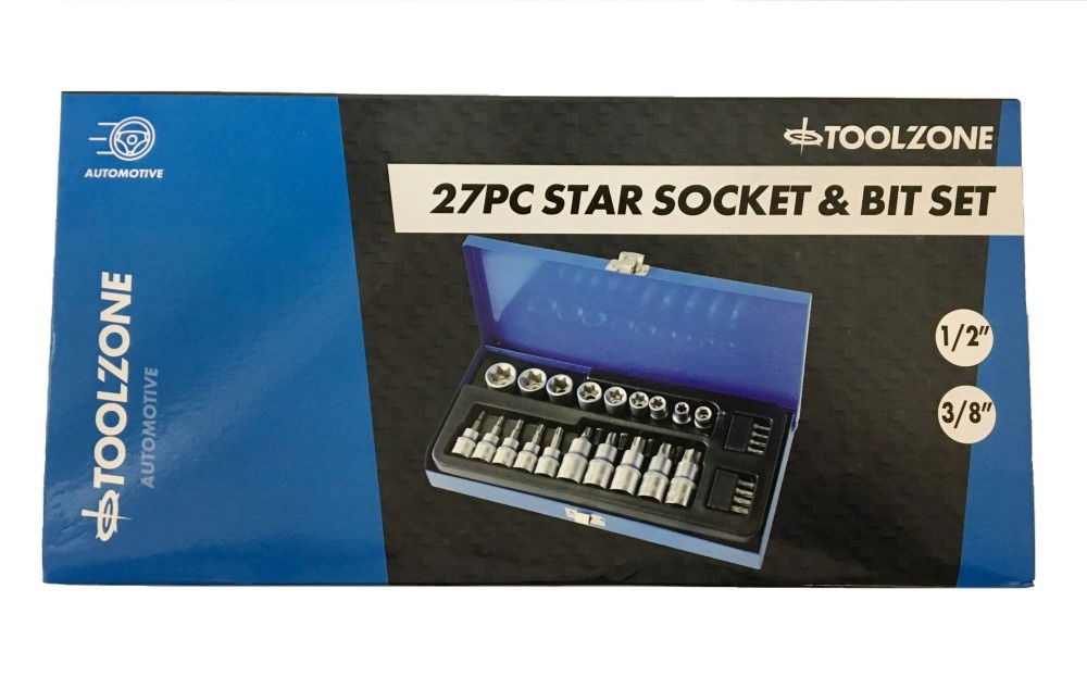 STAR BITS AND E SOCKET SET 27PC 3/8 1/2 - TOOLZONE KDPSD128 thumbnail 6