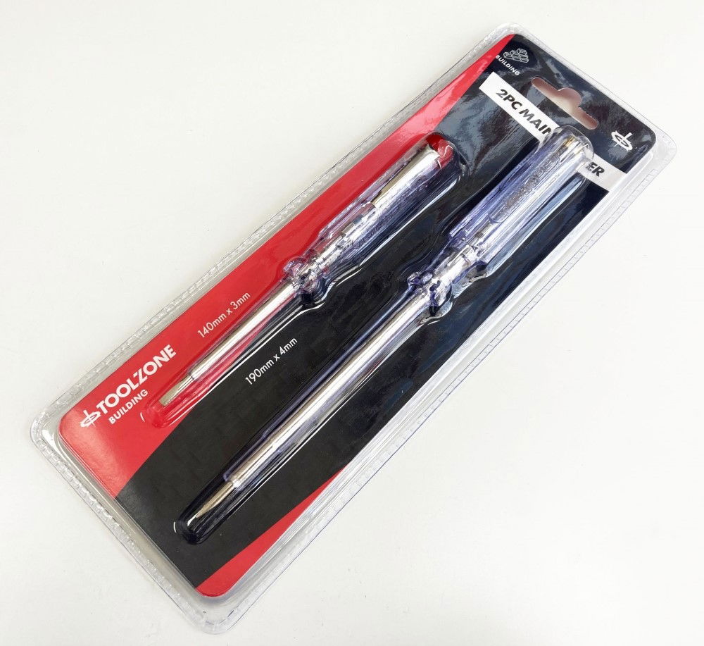 MAINS TESTER SET 2PC 140 x 3mm 190 x 4mm 100-250v - TOOLZONE KDPSD181 thumbnail 2