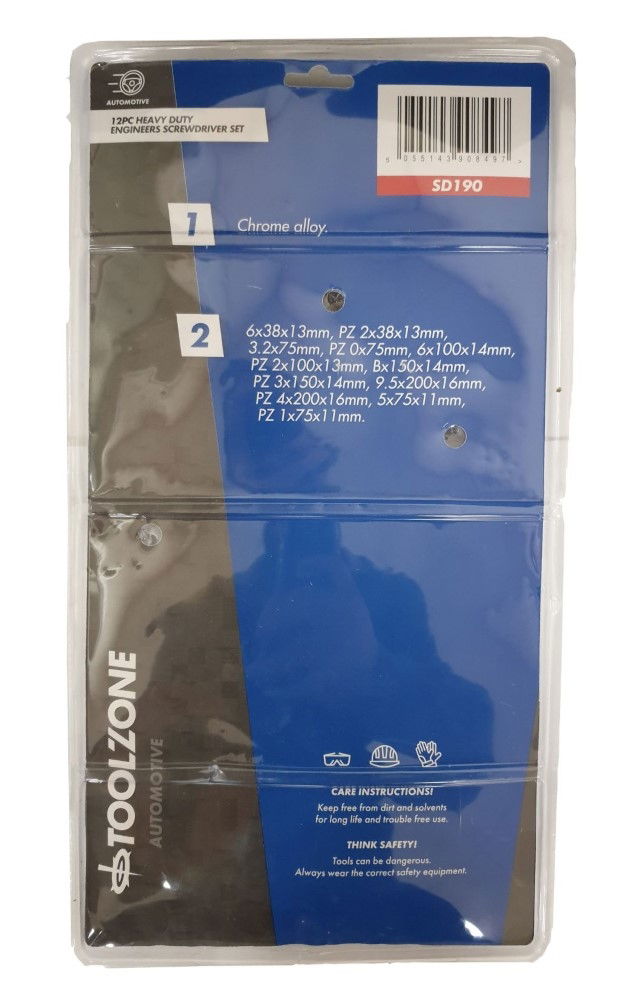 SCREWDRIVER SET HEX SHANK 12PC BLUE - TOOLZONE KDPSD190 thumbnail 6
