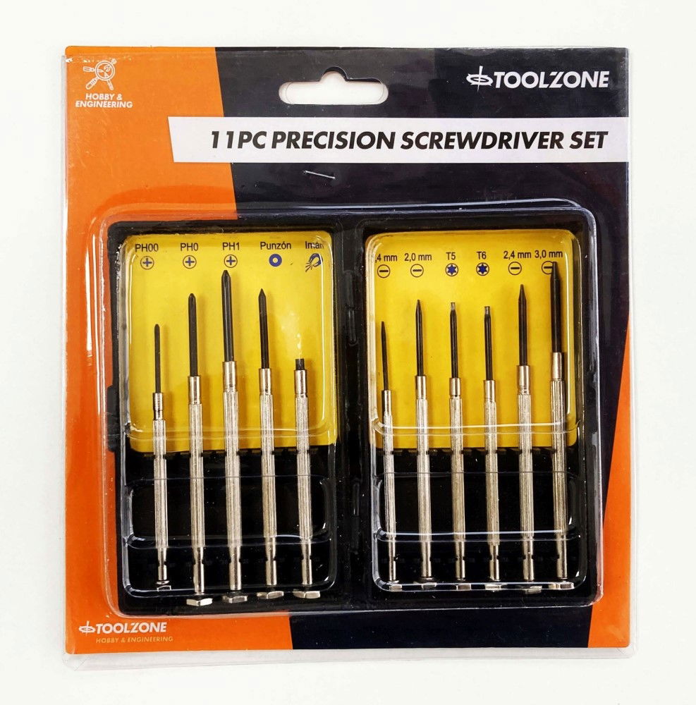 PRECISION SCREWDRIVER SET 11PC PHILLIPS 00-1 SLOT 1-3mm - TOOLZONE KDPSD211 image 1