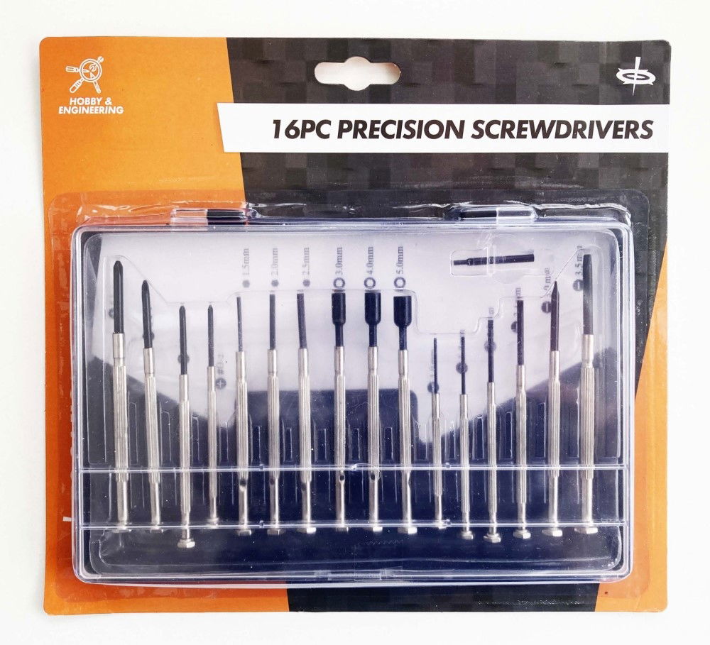 PRECISION SCREWDRIVER SET 16PC PHILLIPS 00-2 SLOT 1-3.5mm HEX 1.5-2.5 STAR 3-5 - TOOLZONE KDPSD212 image 1