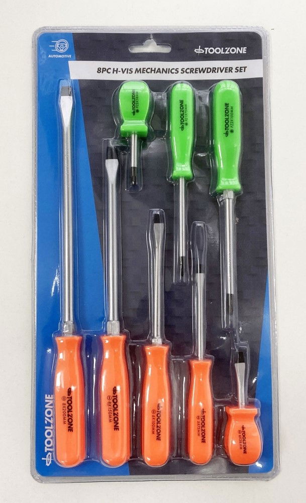 SCREWDRIVER SET MECHANICS CRV HI VIS 8PC - TOOLZONE KDPSD220 image 1