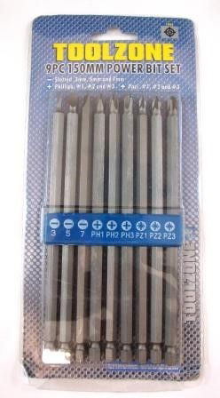 POWER BIT SET CRV 9PC 150mm SLOT 3-7mm PHILLIPS 1-3 POZI 1-3 - TOOLZONE KDPSD235 thumbnail 3