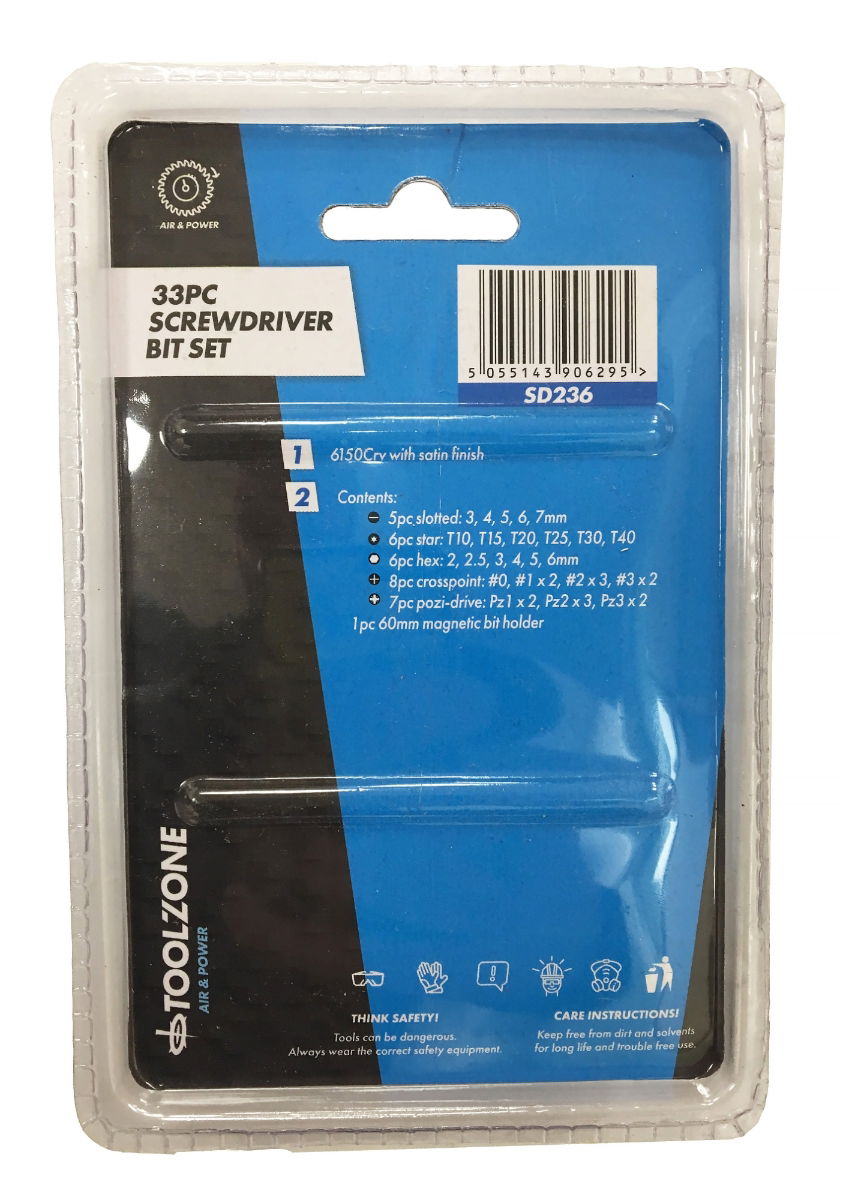 POWER BIT SET CRV 33PC WITH HOLDER SLOT 3-7mm PHILLIPS 0-3 POZI 1-3 HEX 2-6 STAR T10-T40 - TOOLZONE KDPSD236 thumbnail 4