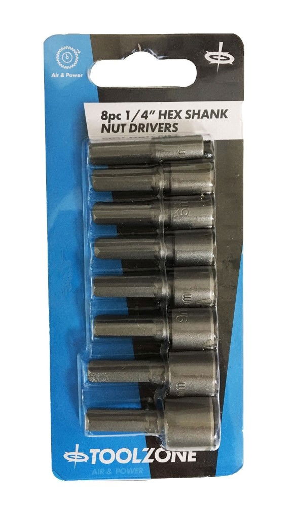 NUT DRIVER SET 8PC 1/4 HEX SHANK 5-11mm - TOOLZONE KDPSD242 thumbnail 3