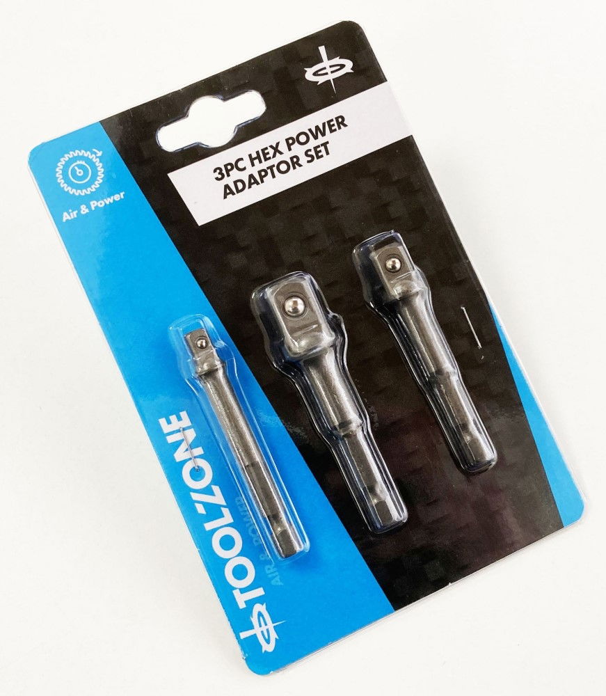 HEX POWER ADAPTOR SET 3PC 1/4 3/8 1/2 DRIVE 65mm 70mm - TOOLZONE KDPSD243 thumbnail 2