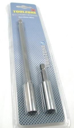 SCREWDRIVER BIT HOLDER SET 2PC 60mm 150mm 1/4 HEX SHANK MAGNETIC - TOOLZONE KDPSD271 thumbnail 2