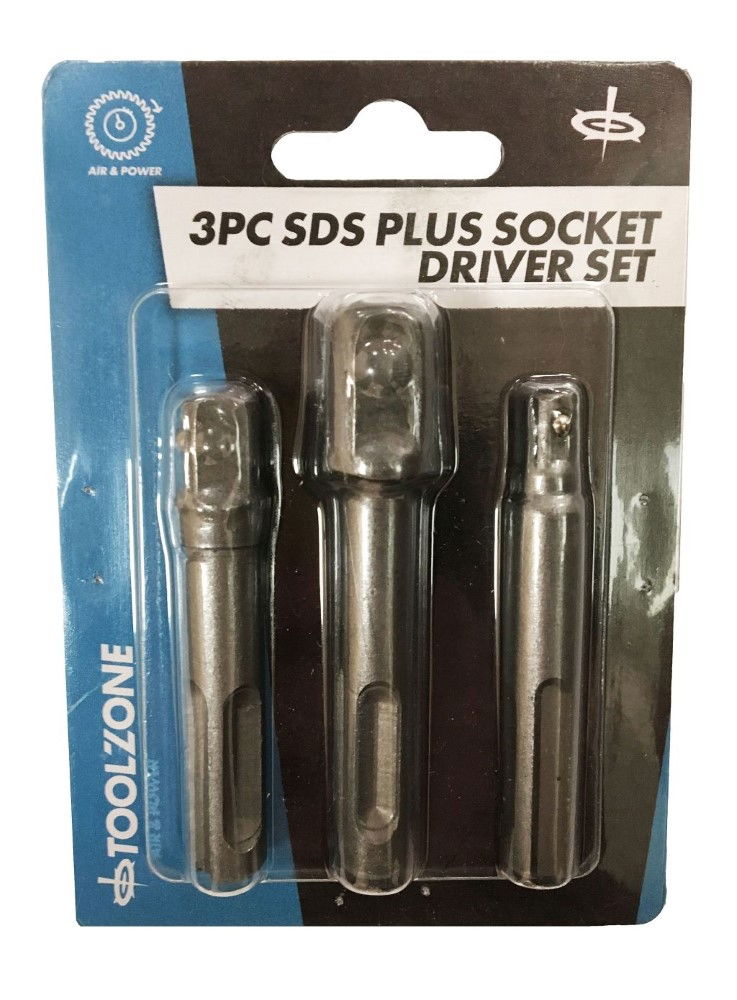 SDS PLUS SOCKET DRIVER SET 3PC 1/4 3/8 1/2 - TOOLZONE KDPSD280 thumbnail 2