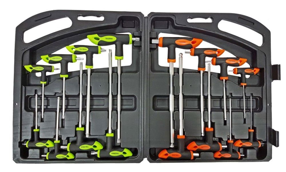T HANDLE HEX AND STAR SCREWDRIVER SET 16PC CRV - TOOLZONE KDPSD305 image 1