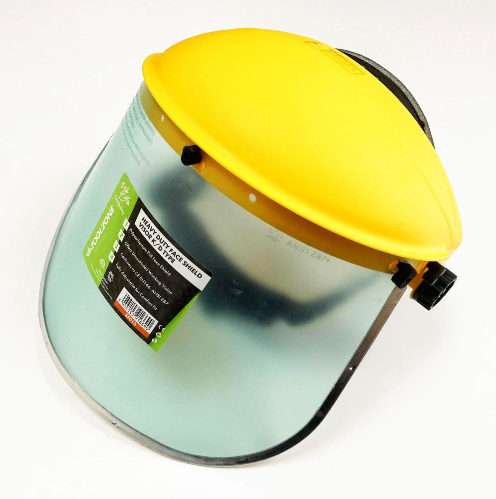 YELLOW CLEAR SAFETY VISOR ADJUSTABLE HEAD BAND EN166 EN1731 - TOOLZONE KDPSF013 thumbnail 4
