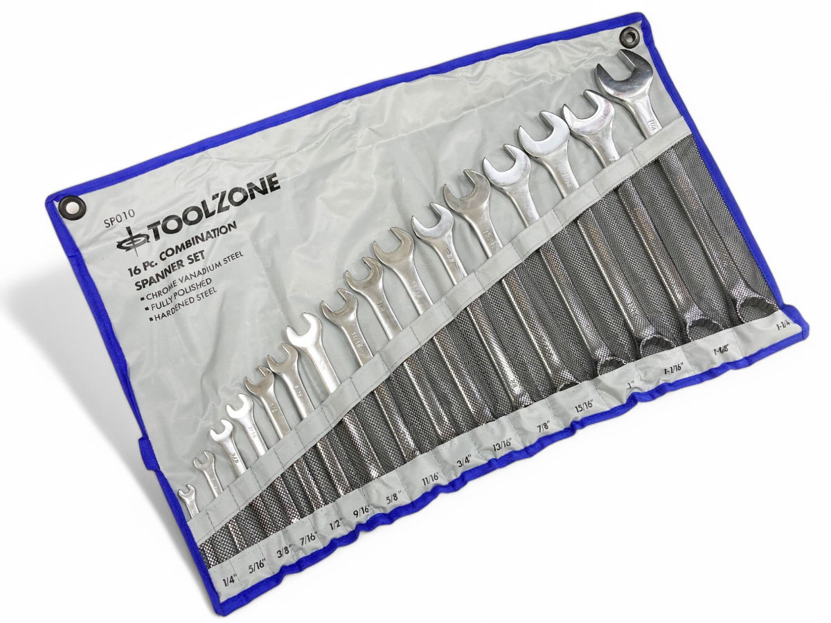 COMBINATION SPANNER SET 16PC AF CHROME VANADIUM POLISHED - TOOLZONE KDPSP010 thumbnail 3