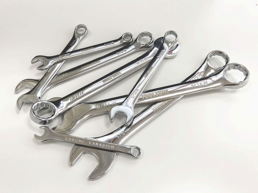 COMBINATION SPANNER SET 8PC WHITWORTH CHROME VANADIUM POLISHED - TOOLZONE KDPSP021 thumbnail 6