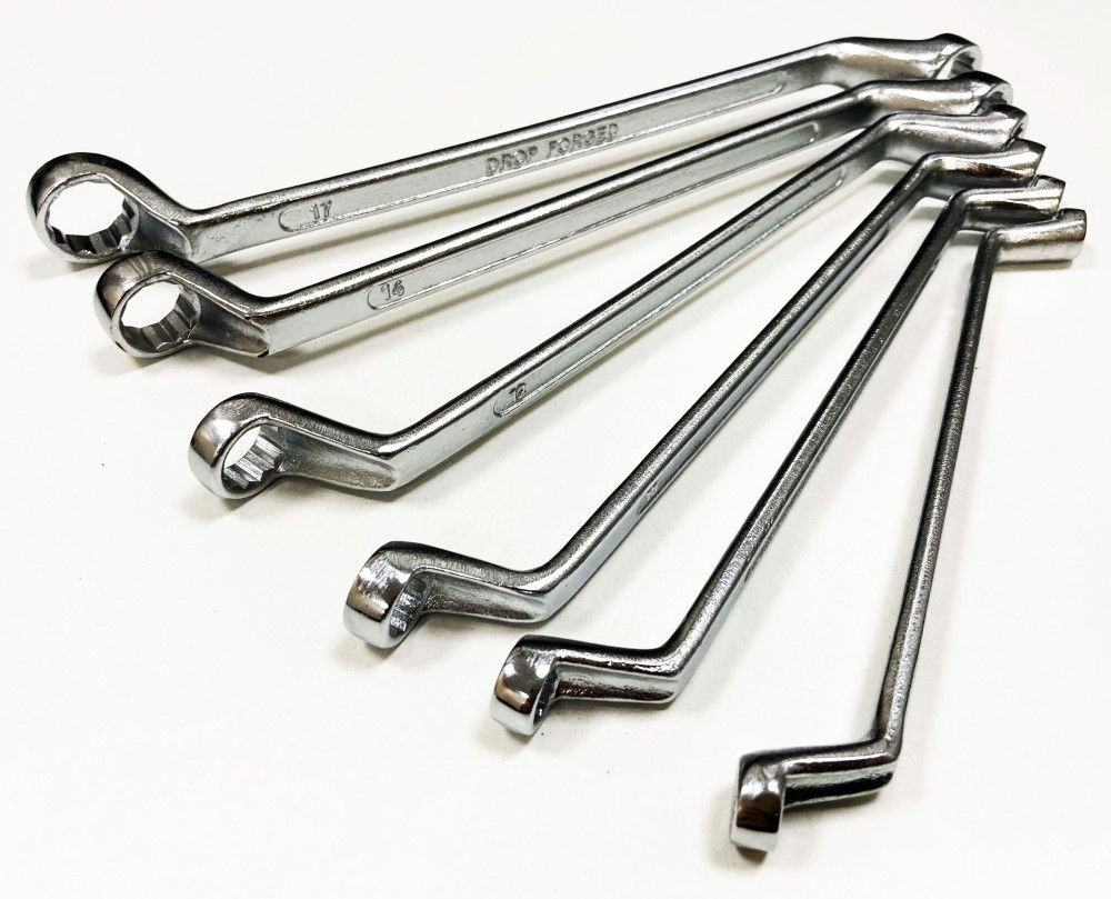 RING SPANNER SET 6PC 6x7mm TO 16x17mm DROP FORGED CHROME PLATED - TOOLZONE KDPSP023 thumbnail 4