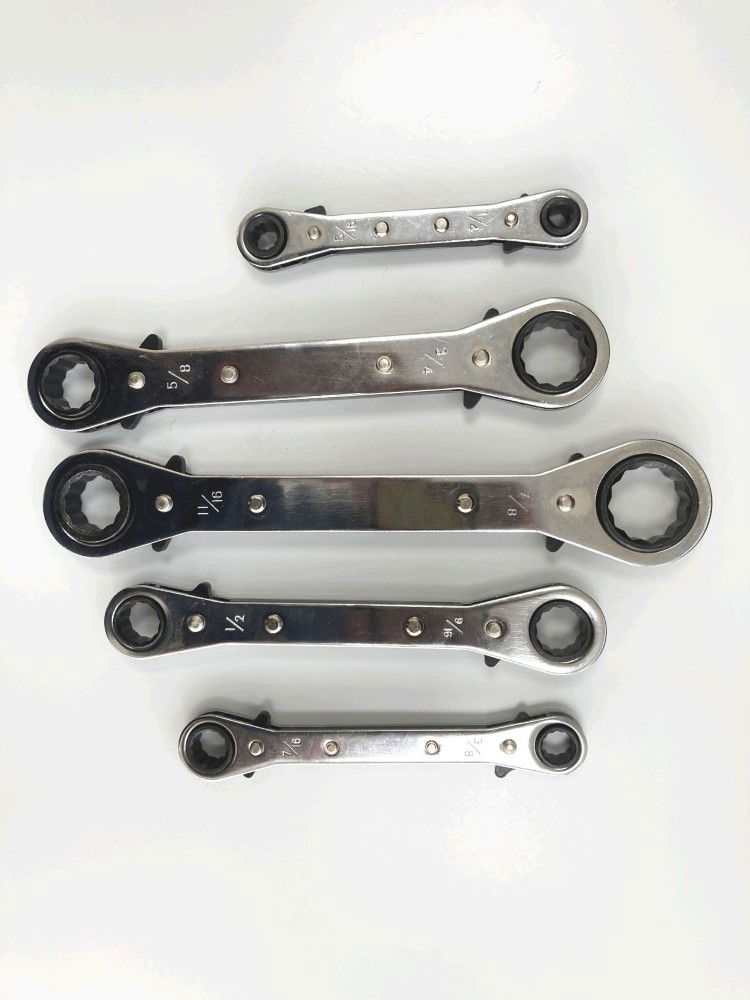 FLAT RATCHET RING SPANNER SET 5PC AF CHROME PLATED - TOOLZONE KDPSP030 thumbnail 6
