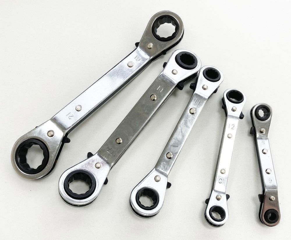 OFFSET RATCHET RING SPANNER SET 5PC 6x8mm TO 19x21mm - TOOLZONE KDPSP031 thumbnail 4