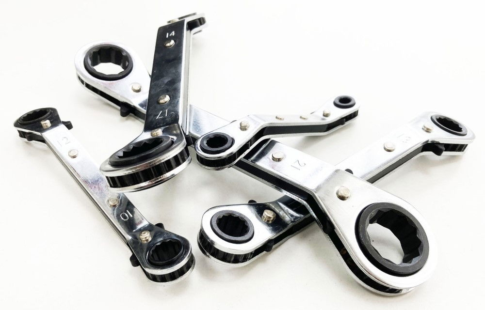 OFFSET RATCHET RING SPANNER SET 5PC 6x8mm TO 19x21mm - TOOLZONE KDPSP031 thumbnail 5