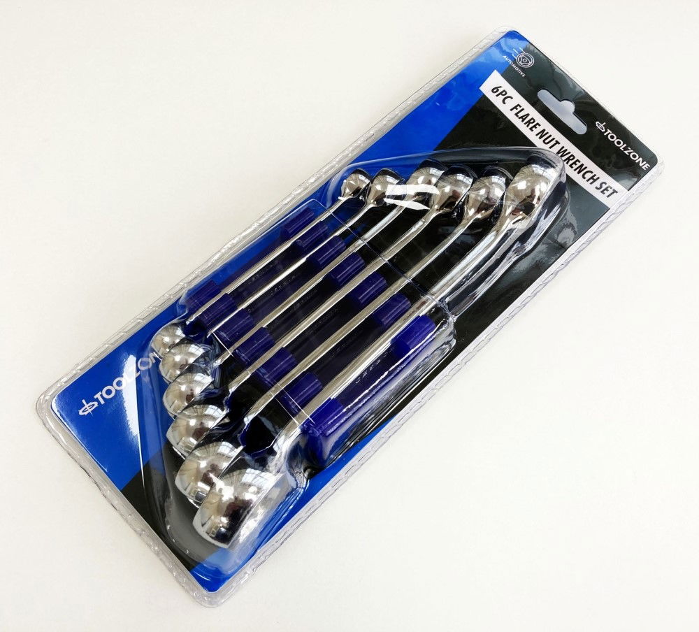 FLARE NUT WRENCH SPANNER SET 6PC 6x8mm TO 22x24mm CHROME VANADIUM POLISHED - TOOLZONE KDPSP034 thumbnail 3