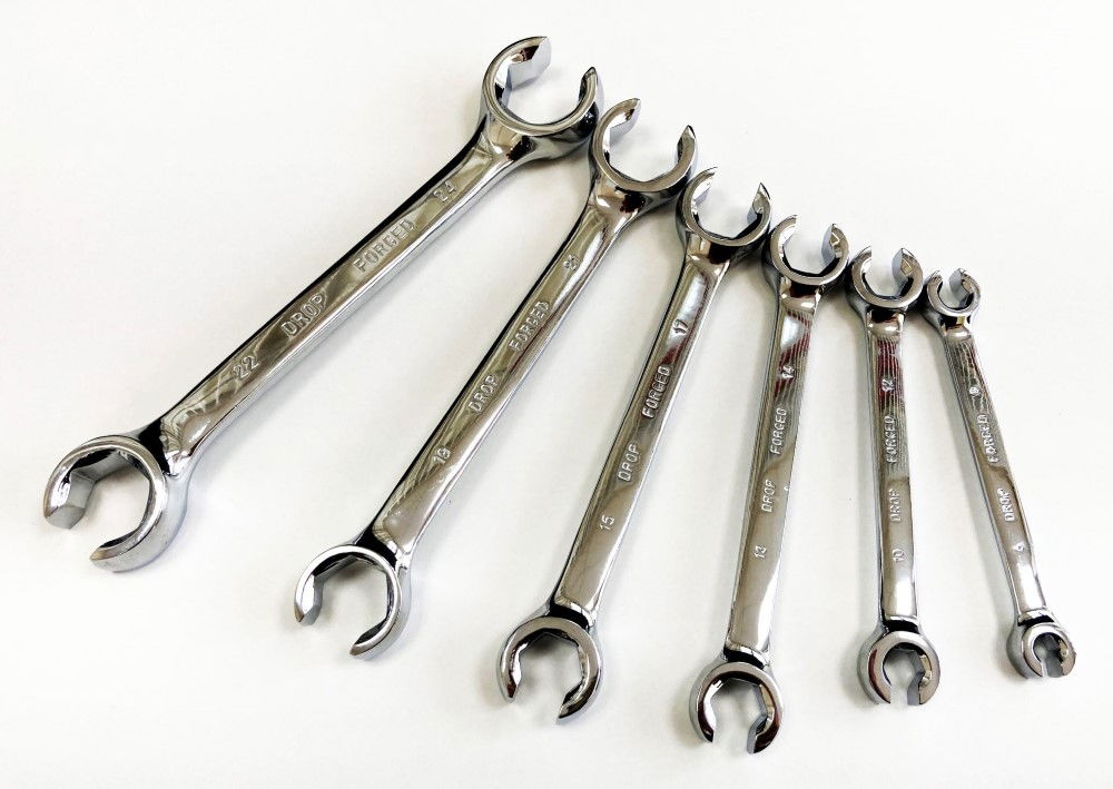 FLARE NUT WRENCH SPANNER SET 6PC 6x8mm TO 22x24mm CHROME VANADIUM POLISHED - TOOLZONE KDPSP034 thumbnail 4