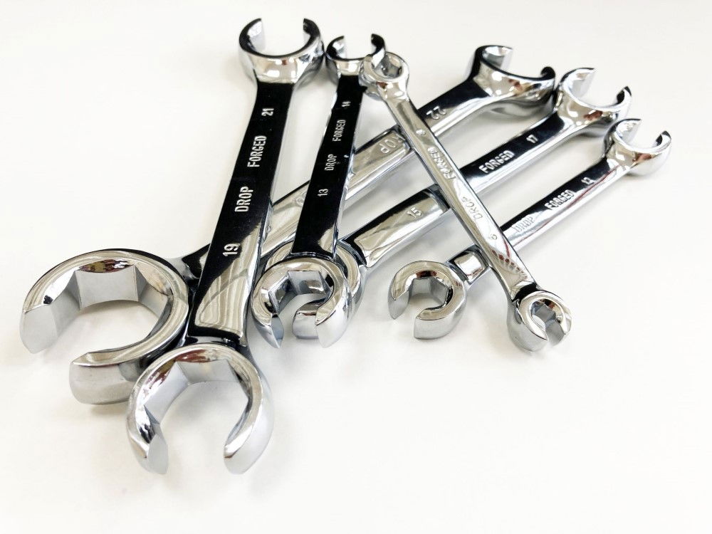 FLARE NUT WRENCH SPANNER SET 6PC 6x8mm TO 22x24mm CHROME VANADIUM POLISHED - TOOLZONE KDPSP034 thumbnail 6