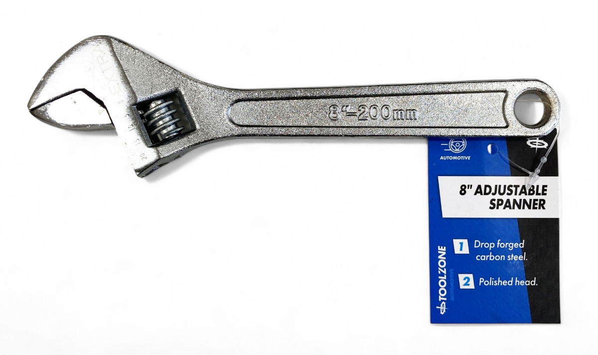 ADJUSTABLE SPANNER 8 MAX JAW 25mm DROP FORGED CHROME PLATED - TOOLZONE KDPSP043 thumbnail 3