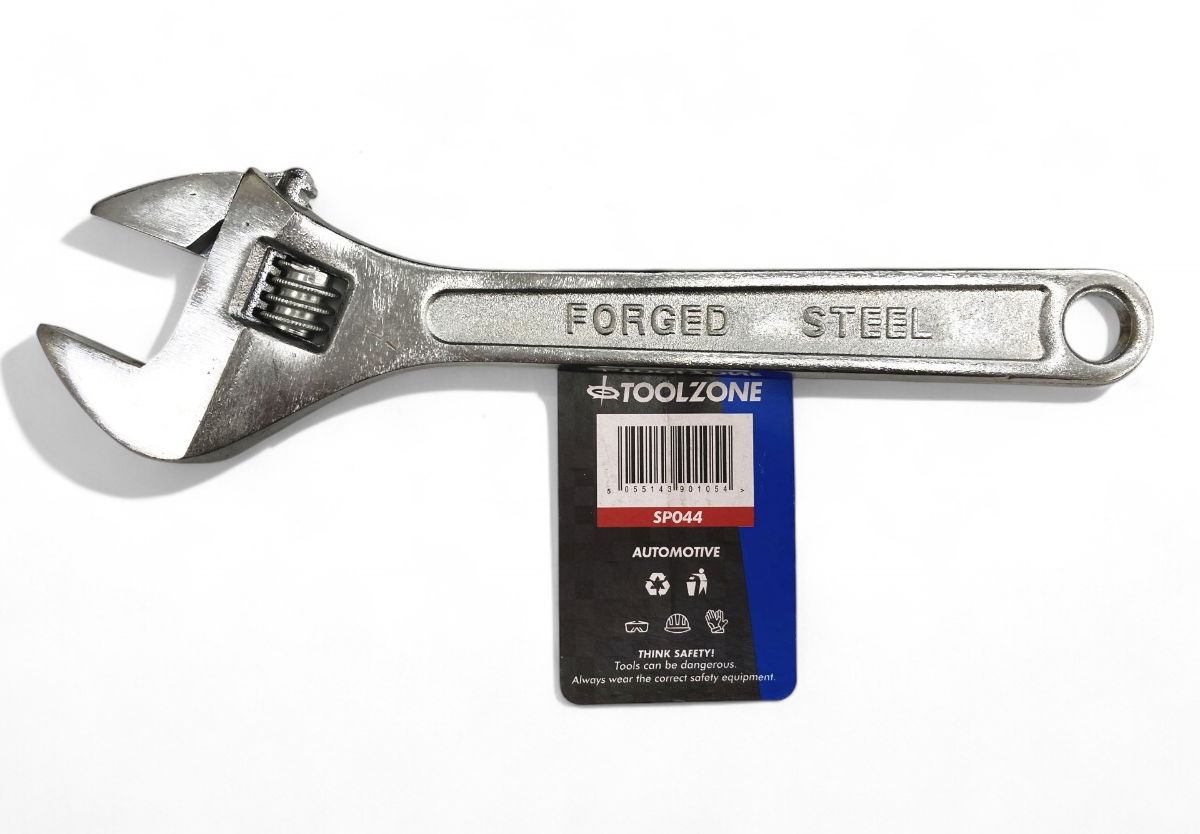 ADJUSTABLE SPANNER 10 MAX JAW 29mm DROP FORGED CHROME PLATED - TOOLZONE KDPSP044 thumbnail 3