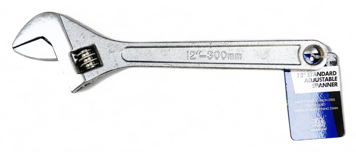 ADJUSTABLE SPANNER 12 MAX JAW 33mm DROP FORGED CHROME PLATED - TOOLZONE KDPSP045 thumbnail 2