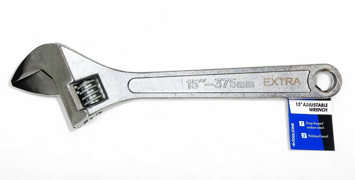 ADJUSTABLE SPANNER 15 MAX JAW 45mm DROP FORGED CHROME PLATED - TOOLZONE KDPSP046 thumbnail 3