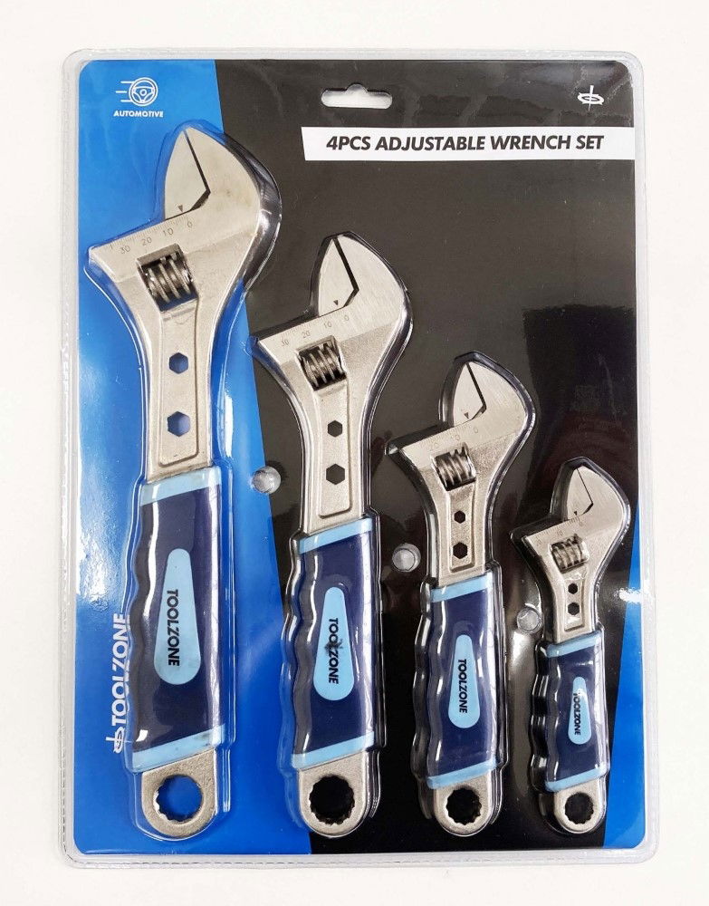 ADJUSTABLE SPANNER SET 4PC 6 8 10 12 SOFT GRIP HANDLES - TOOLZONE KDPSP055 thumbnail 2