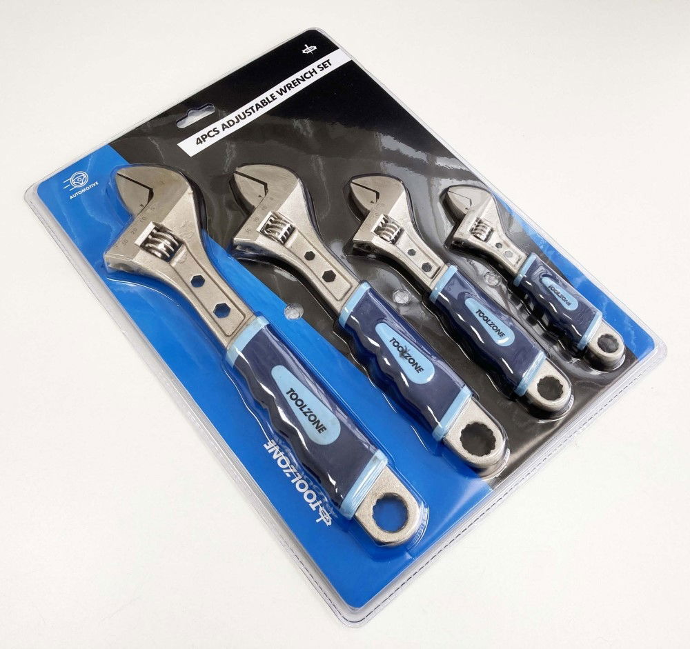 ADJUSTABLE SPANNER SET 4PC 6 8 10 12 SOFT GRIP HANDLES - TOOLZONE KDPSP055 thumbnail 3