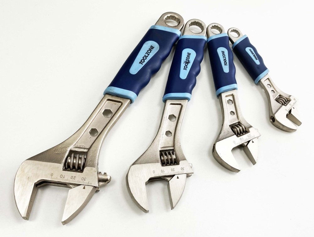ADJUSTABLE SPANNER SET 4PC 6 8 10 12 SOFT GRIP HANDLES - TOOLZONE KDPSP055 thumbnail 4