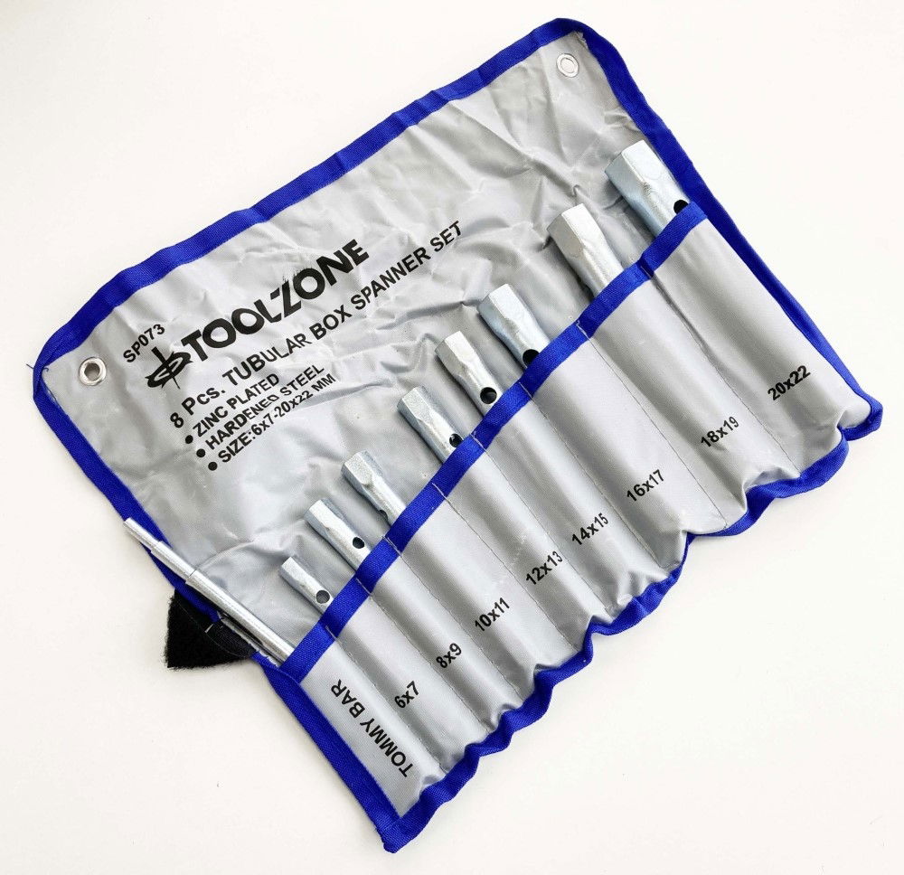 TUBULAR BOX SPANNER SET 8PC 6x7 TO 20x22mm WITH TOMMY BAR - TOOLZONE KDPSP073 thumbnail 3