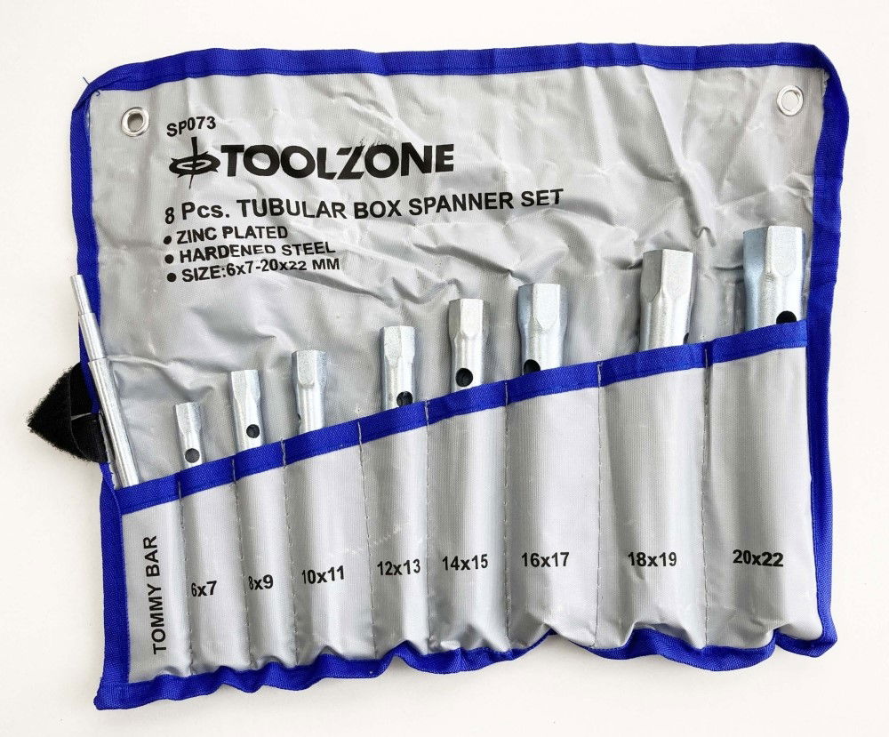 TUBULAR BOX SPANNER SET 8PC 6x7 TO 20x22mm WITH TOMMY BAR - TOOLZONE KDPSP073 thumbnail 4