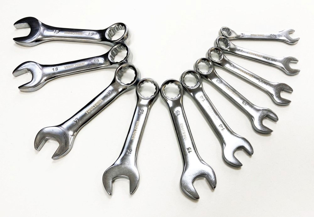 STUBBY SPANNER SET 10PC 10 TO 19mm FULLY POLISHED CHROME VANADIUM - TOOLZONE KDPSP111 thumbnail 5