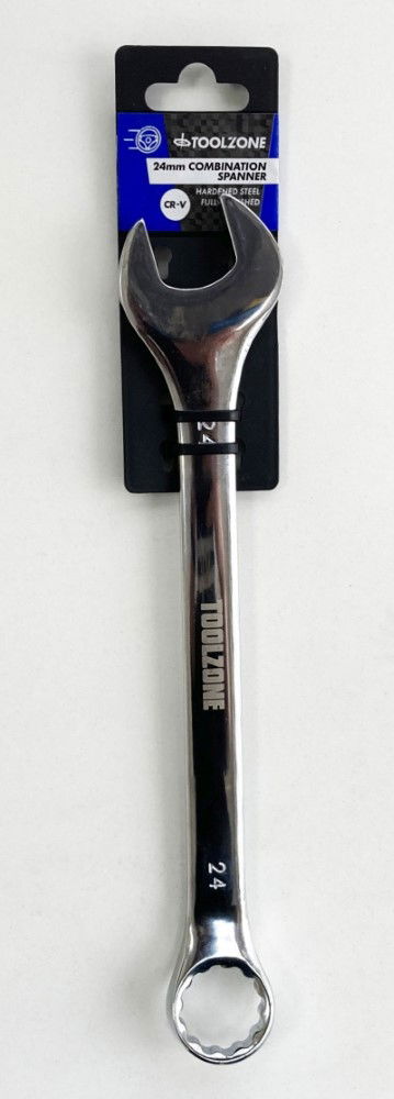 COMBINATION SPANNER 24mm POLISHED CHROME VANADIUM - TOOLZONE KDPSP117 thumbnail 2