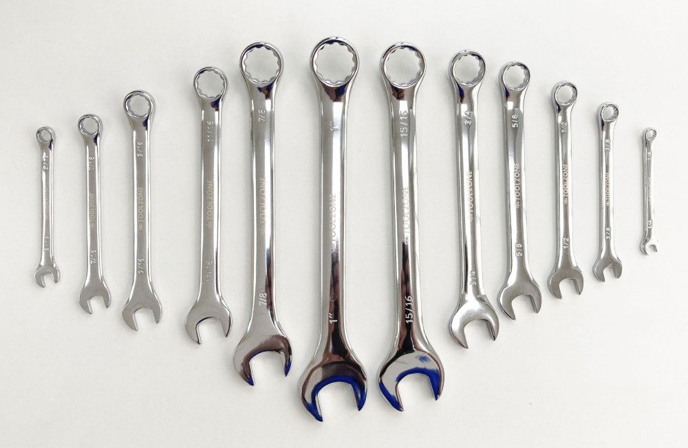 COMBINATION SPANNER SET 12pc AF CHROME VANADIUM SATIN FINISH - TOOLZONE KDPSP126 thumbnail 6