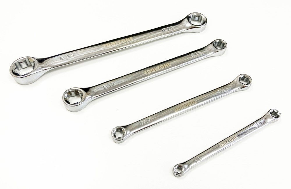 DOUBLE END RING SPANNER SET 4pc STAR CHROME VANADIUM FULLY POLISHED - TOOLZONE KDPSP135 thumbnail 4