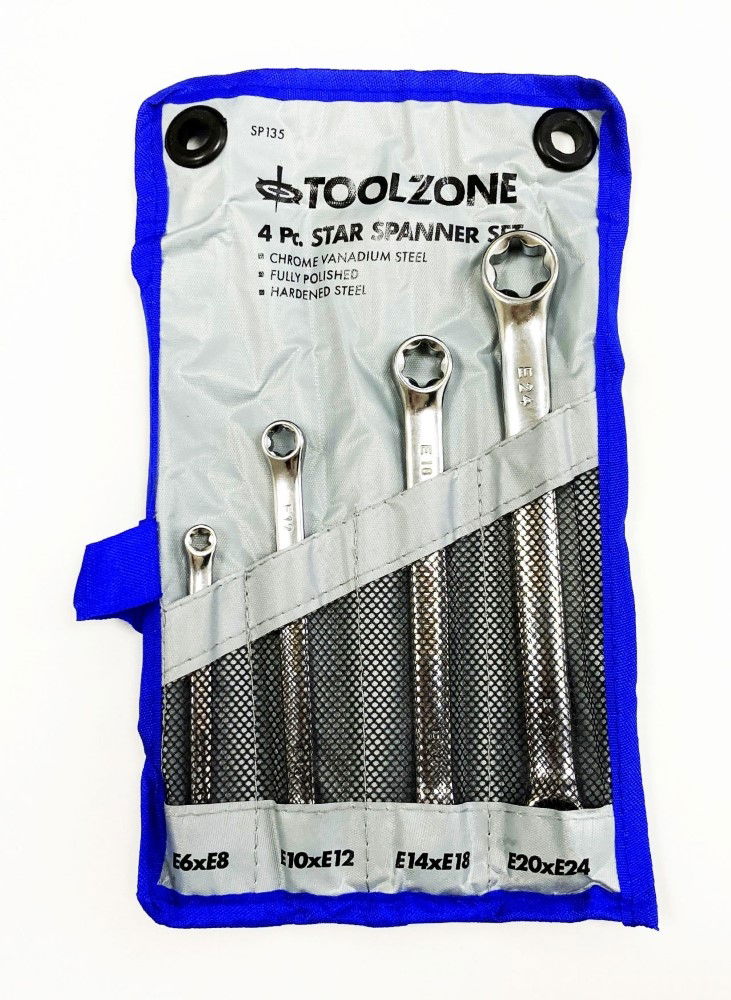 DOUBLE END RING SPANNER SET 4pc STAR CHROME VANADIUM FULLY POLISHED - TOOLZONE KDPSP135 thumbnail 7