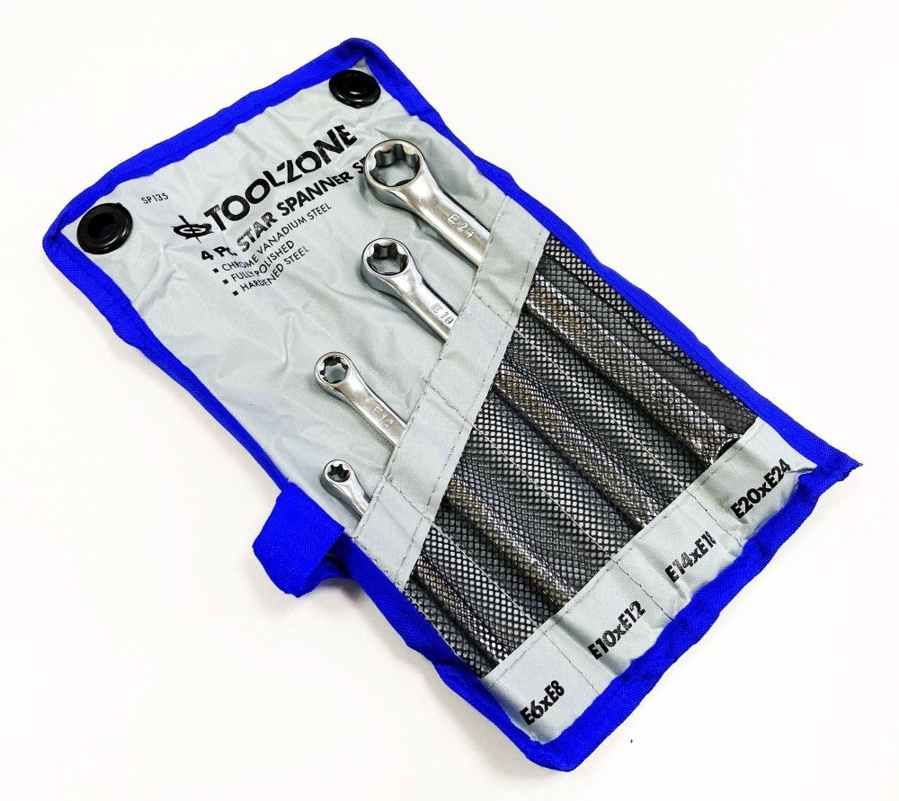 DOUBLE END RING SPANNER SET 4pc STAR CHROME VANADIUM FULLY POLISHED - TOOLZONE KDPSP135 thumbnail 8