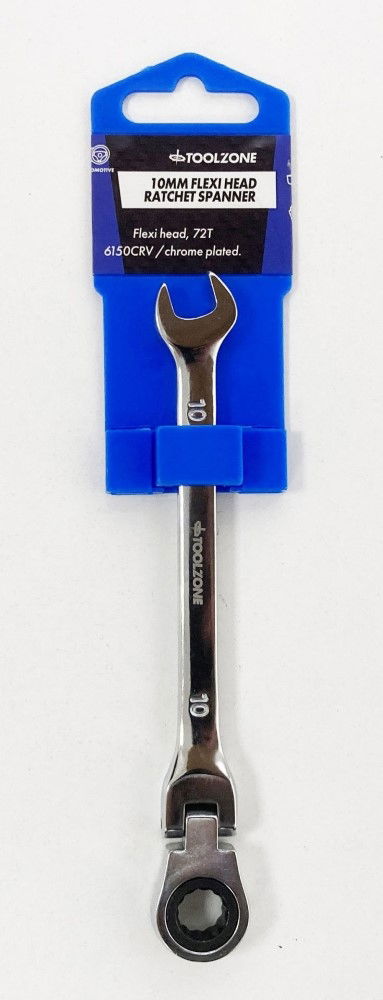 FLEXI RATCHET COMBINATION SPANNER 10mm 72 TEETH MIRROR POLISHED - TOOLZONE KDPSP136 thumbnail 2