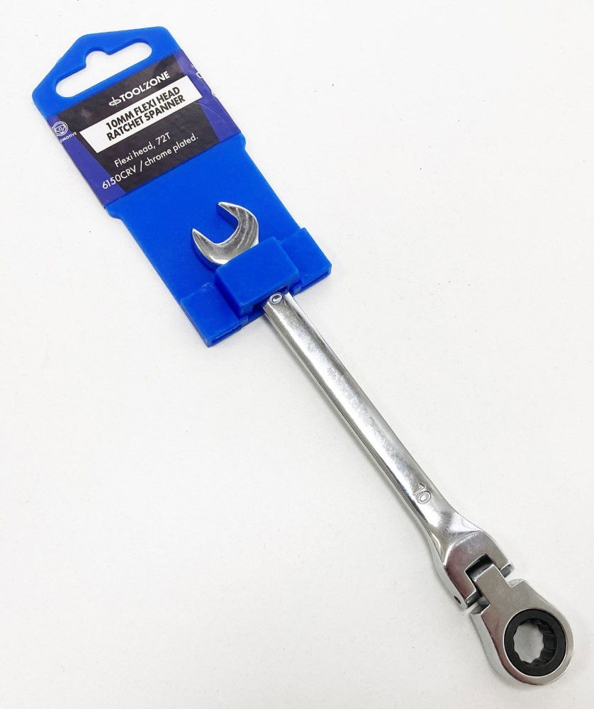 FLEXI RATCHET COMBINATION SPANNER 10mm 72 TEETH MIRROR POLISHED - TOOLZONE KDPSP136 thumbnail 3
