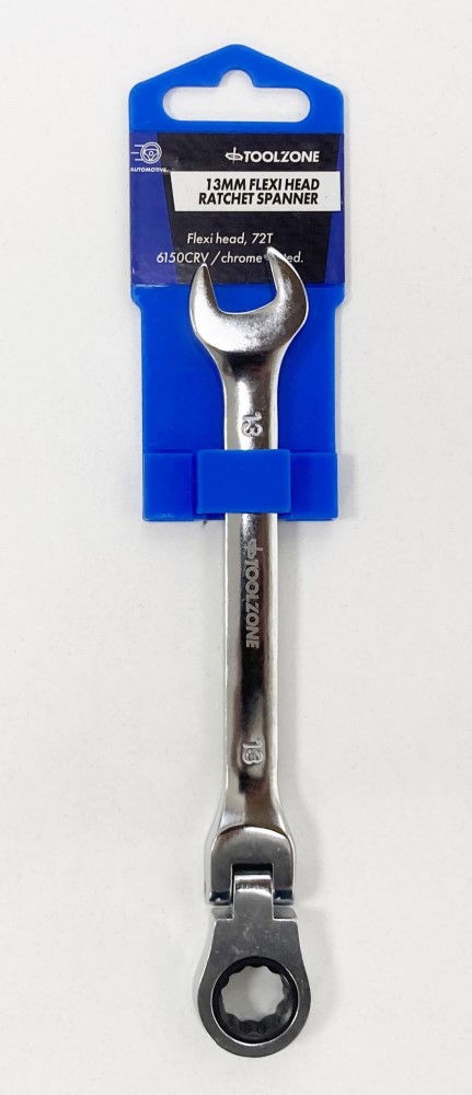 FLEXI RATCHET COMBINATION SPANNER 13mm 72 TEETH MIRROR POLISHED - TOOLZONE KDPSP137 thumbnail 2
