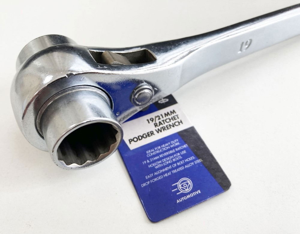 RATCHET PODGER WRENCH 19/21mm CHROME VANADIUM STEEL - TOOLZONE KDPSP139 thumbnail 8