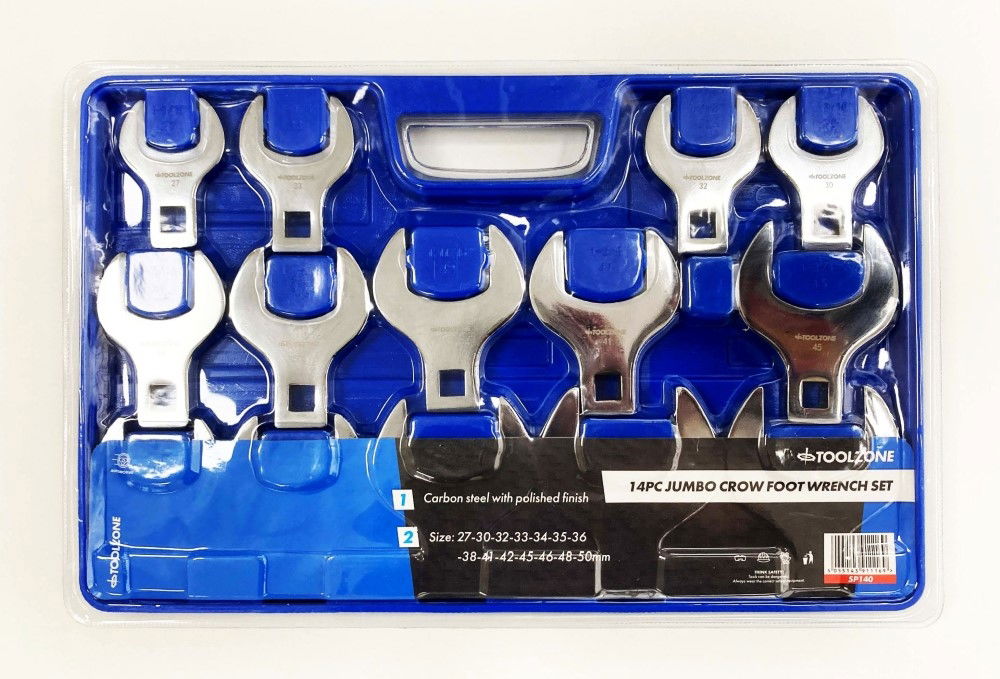 CROWS FOOT WRENCH SET 14pc JUMBO METRIC 1/2 DR FULLY POLISHED - TOOLZONE KDPSP140 thumbnail 2